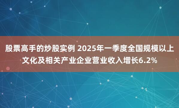 股票高手的炒股实例 2025年一季度全国规模以上文化及相关产业企业营业收入增长6.2%